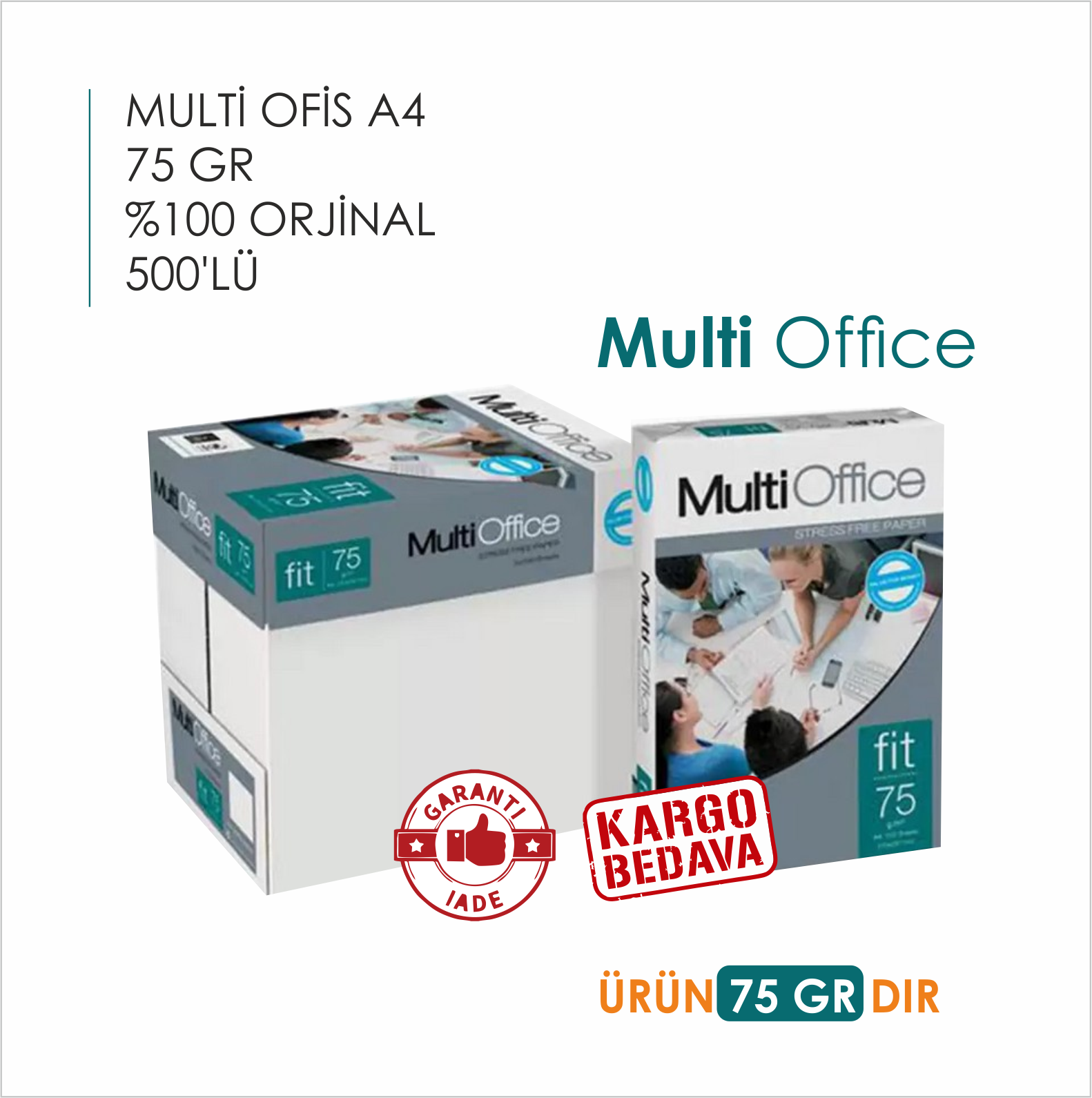 MULTİ OFİS A4 KAĞIT 75 GR 48 KOLİ