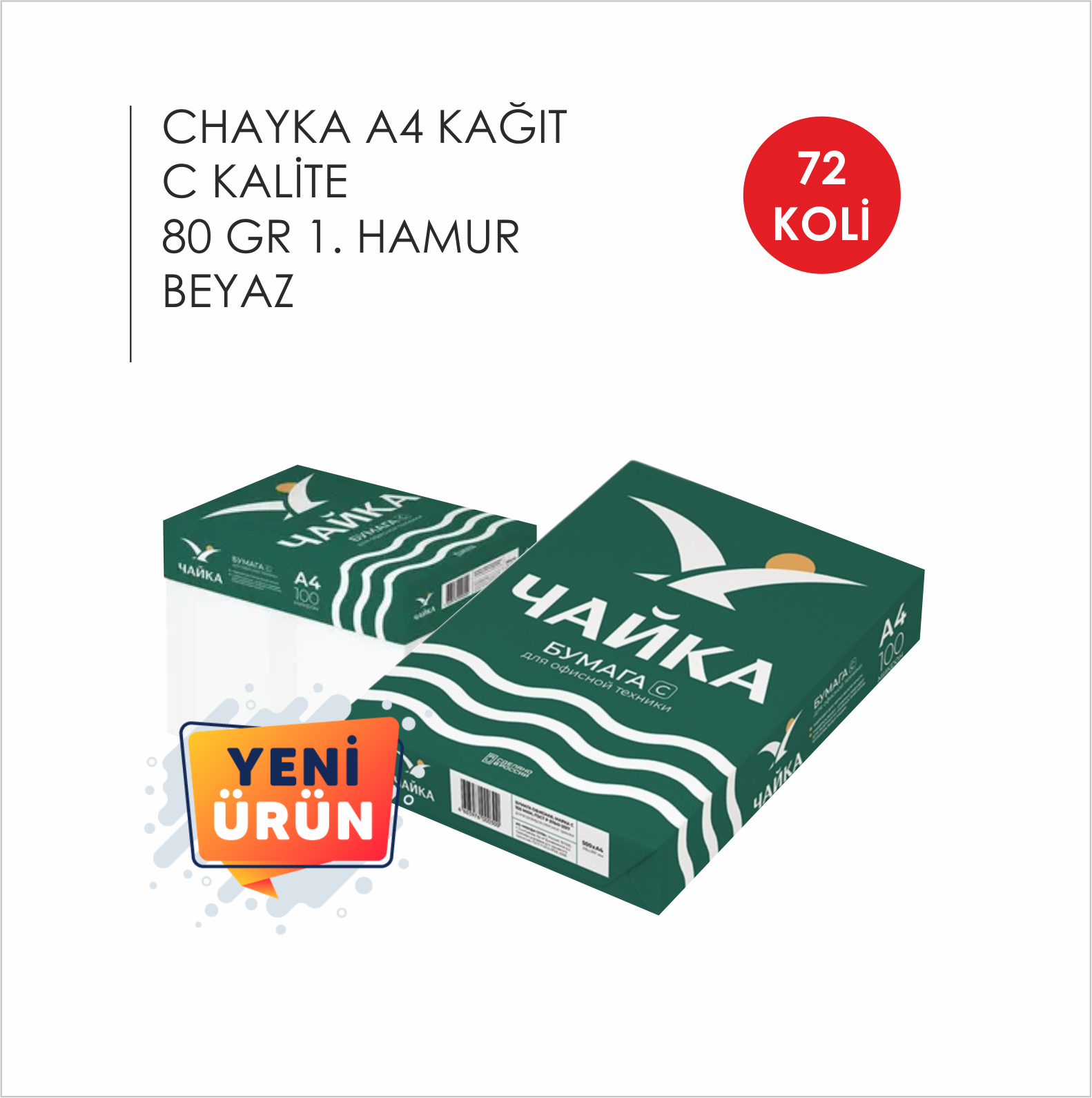 CHAYKA C KALİTE 80 GR A4 72 KOLİ