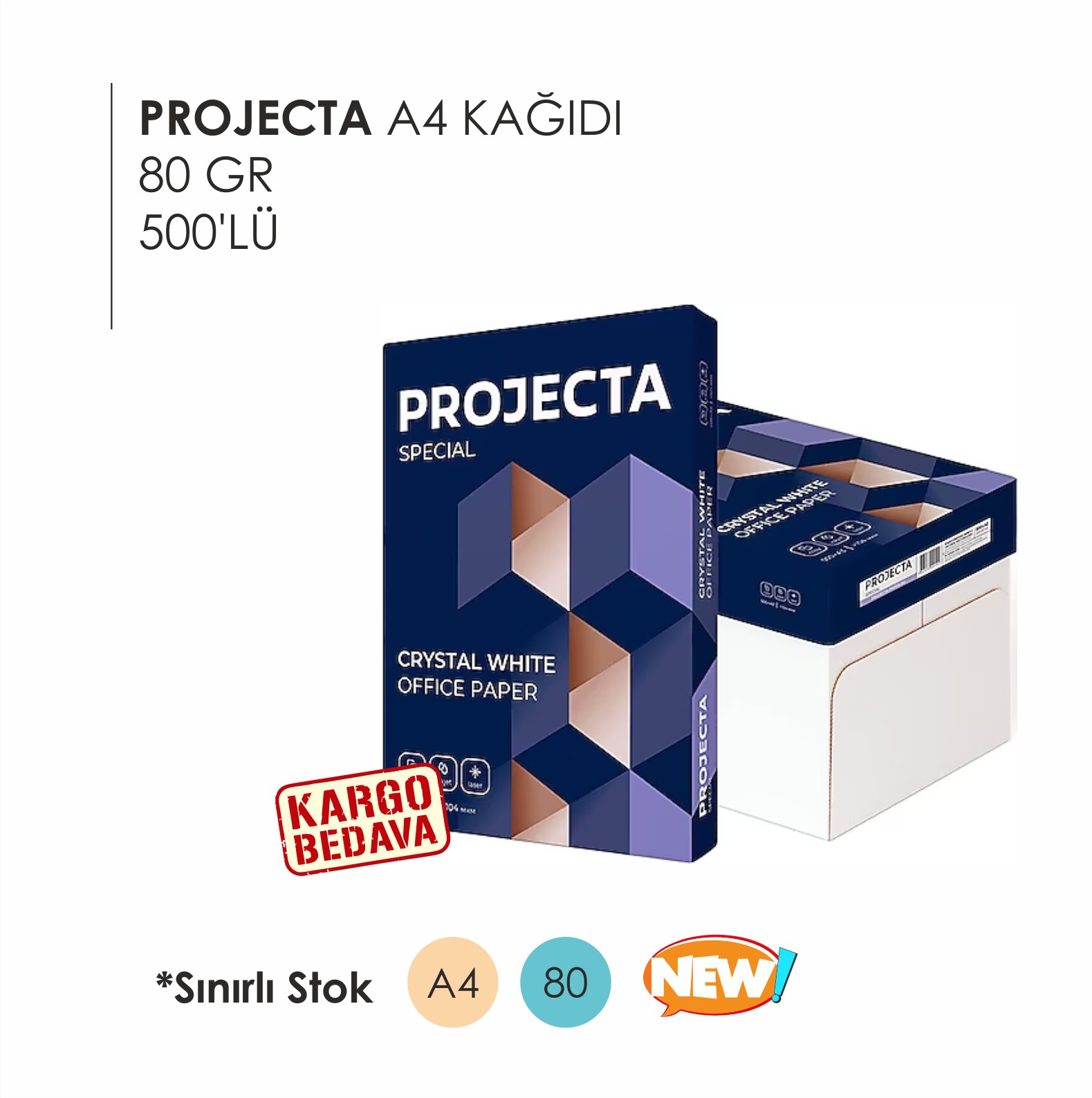 PROJECTA A4 KAĞIDI 80 GR 72 KOLİ