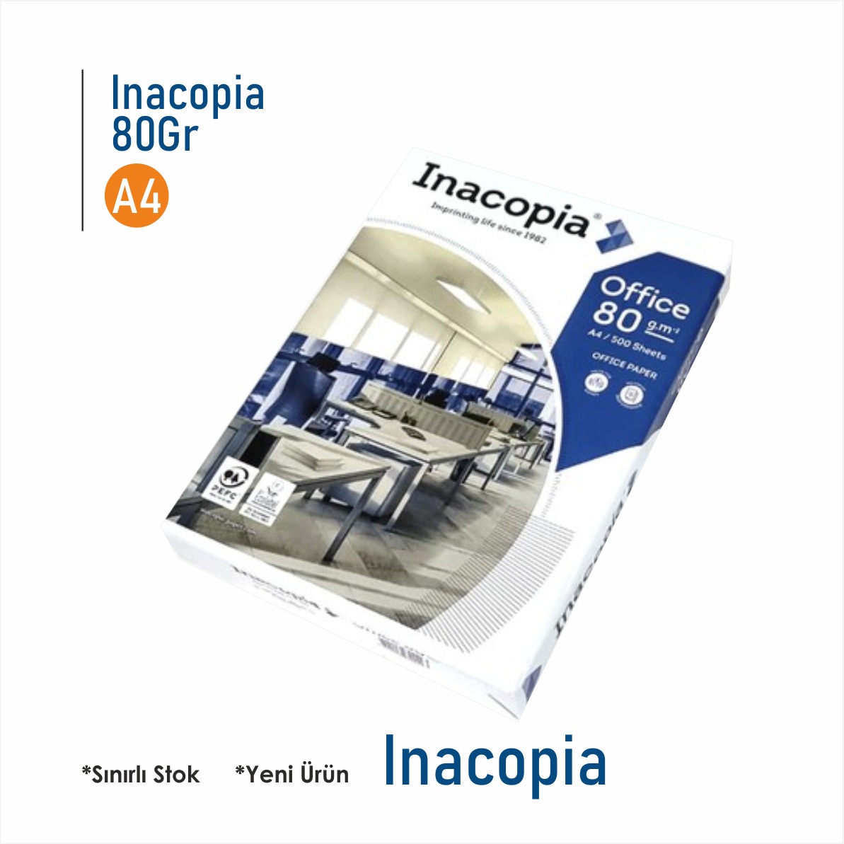 INACOPİA OFFİCE A4 KAĞIT 80 GR 72 KOLİ